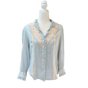 Sundance blouse lace light blue and white cotton size MP